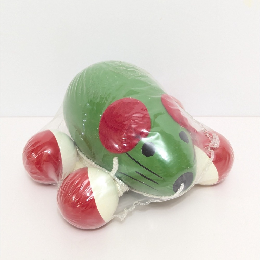 Vintage Vilac Mouse Pull Along Wooden Toy Green Made in France Sealed NEW
